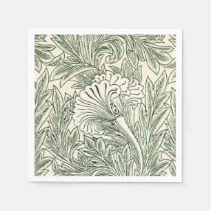 William Morris Tulpe Grüne Florale Kunst Druck Serviette