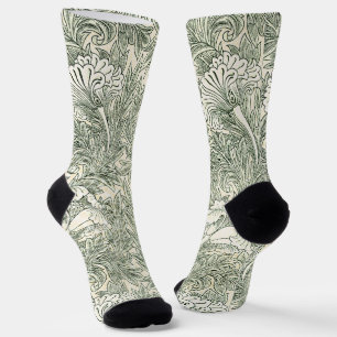 William Morris Tulpe Grüne Florale Kunst Druck Socken