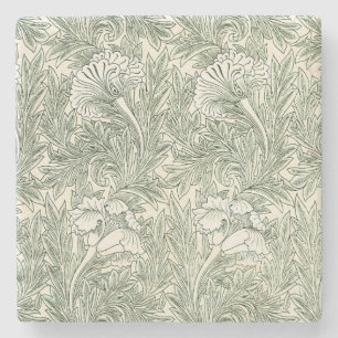 William Morris Tulpe Grüne Florale Kunst Druck Steinuntersetzer