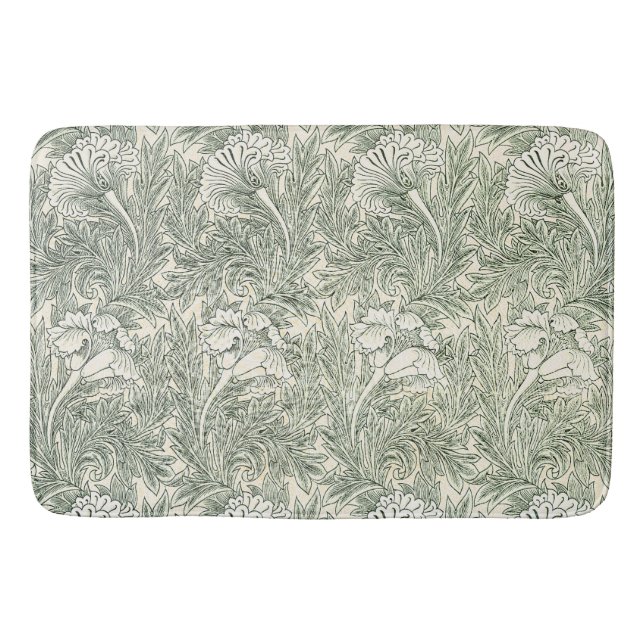 William Morris Tulpe Tapete grün Badematte (Vorderseite)