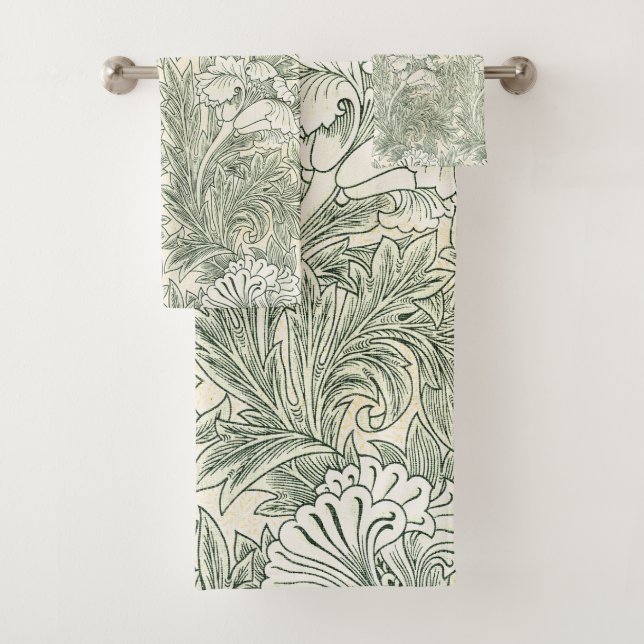 William Morris Tulpe Tapete grün Badhandtuch Set (Insitu)