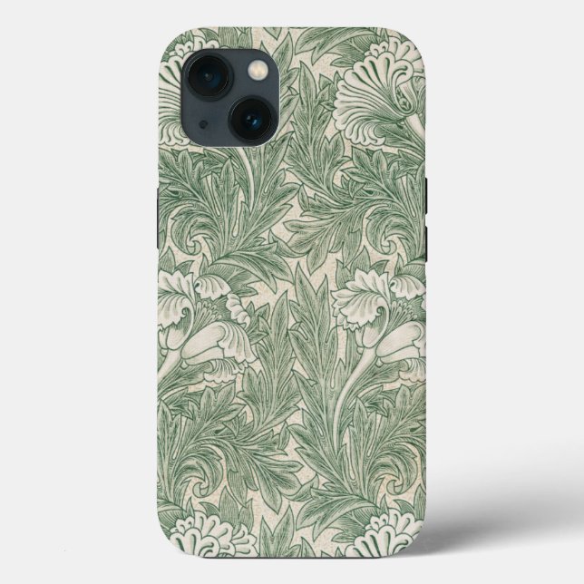 William Morris Tulpe Tapete grün Case-Mate iPhone Hülle (Rückseite)