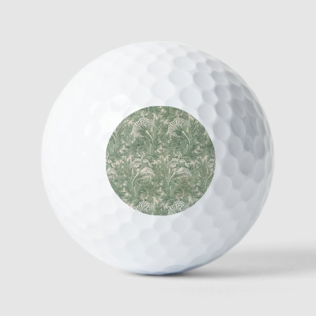William Morris Tulpe Tapete grün Golfball (Vorderseite)