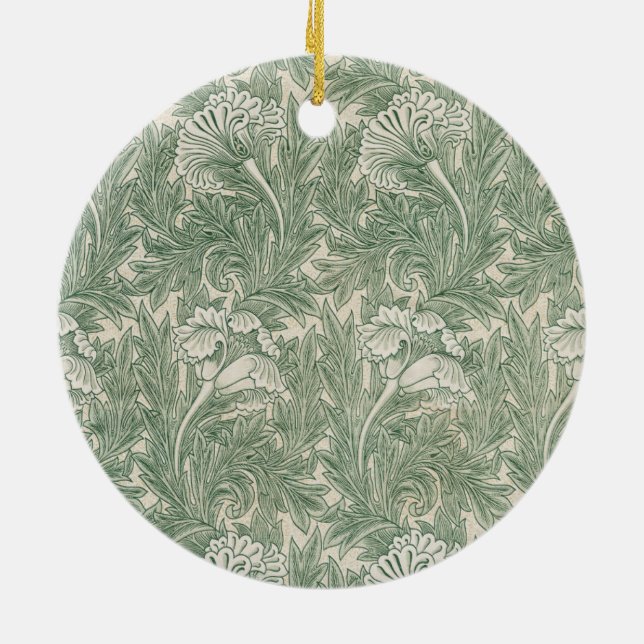 William Morris Tulpe Tapete grün Keramik Ornament (Hinten)