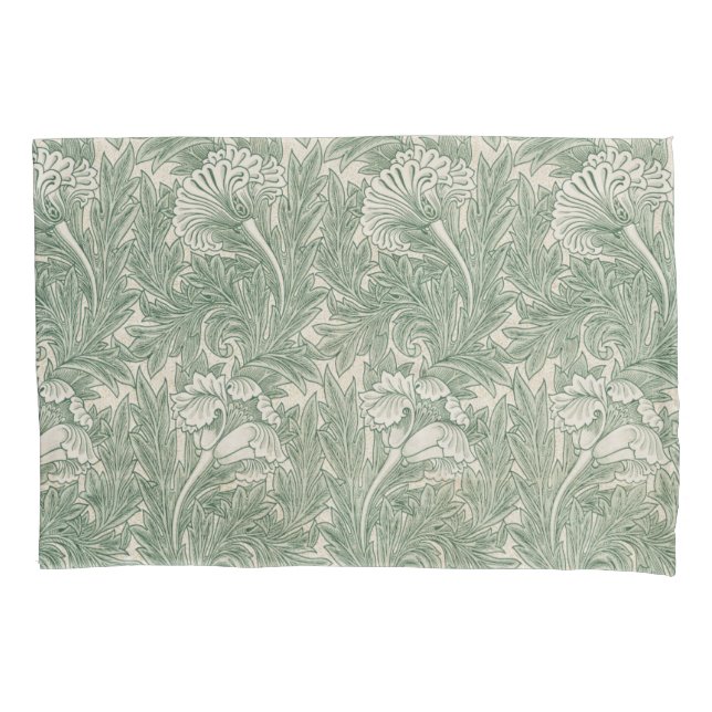 William Morris Tulpe Tapete grün Kissenbezug (Vorderseite)