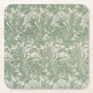 William Morris Tulpe Tapete grün Rechteckiger Pappuntersetzer
