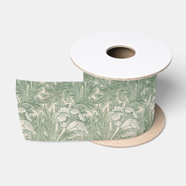 William Morris Tulpe Tapete grün Satinband (Spule)