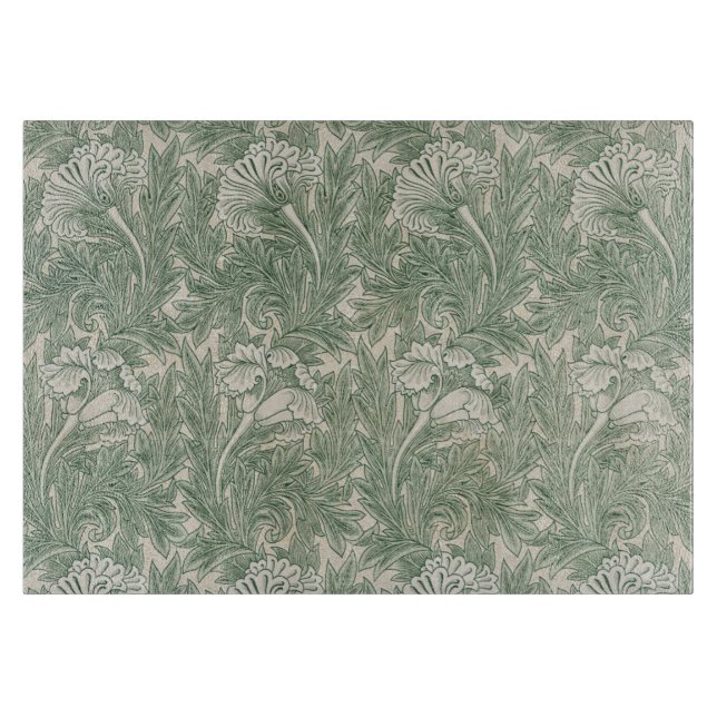 William Morris Tulpe Tapete grün Schneidebrett (Vorderseite)