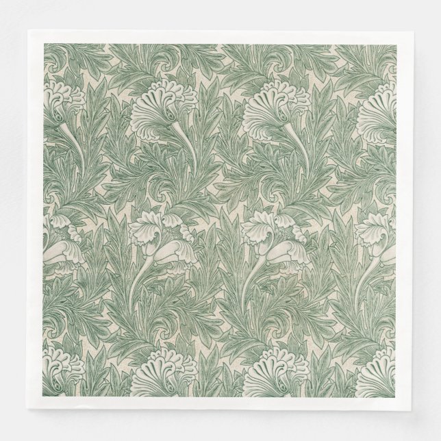 William Morris Tulpe Tapete grün Serviette (Vorderseite)