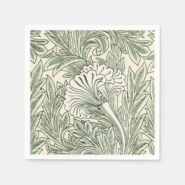 William Morris Tulpe Tapete grün Serviette (Vorderseite)