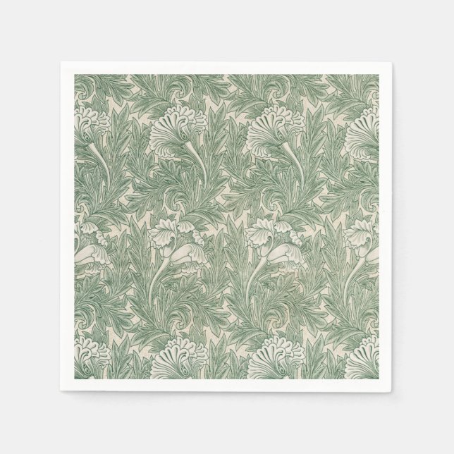 William Morris Tulpe Tapete grün Serviette (Vorderseite)