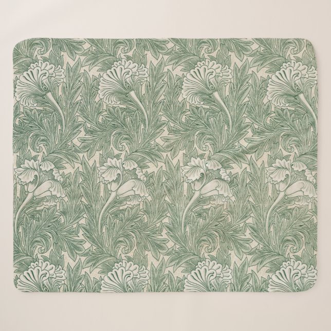 William Morris Tulpe Tapete grün Sherpadecke (Vorderseite (Horizontal))