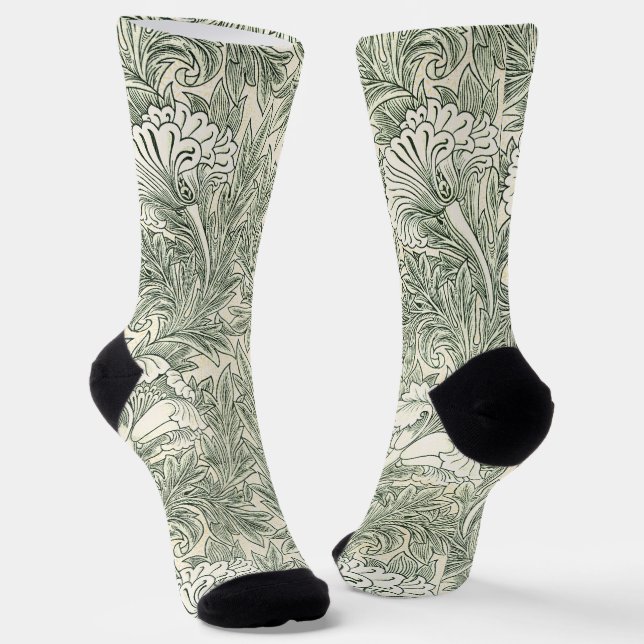 William Morris Tulpe Tapete grün Socken (Gewinkelt)