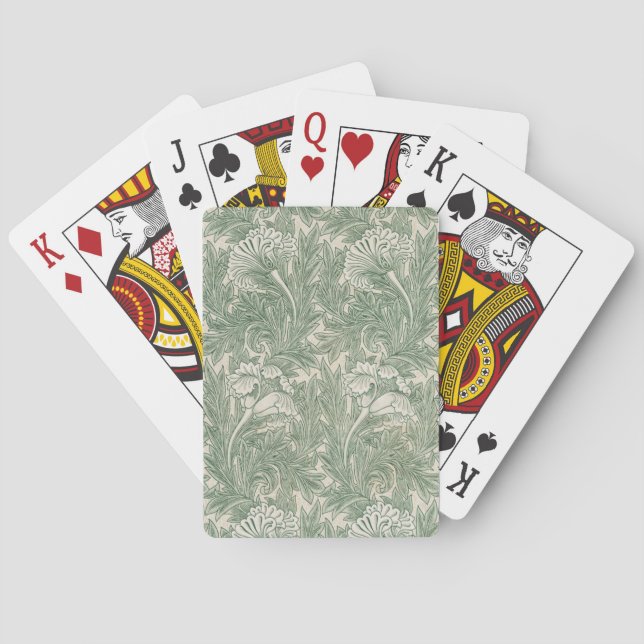 William Morris Tulpe Tapete grün Spielkarten (Rückseite)