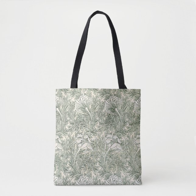 William Morris Tulpe Tapete grün Tasche (Vorderseite)