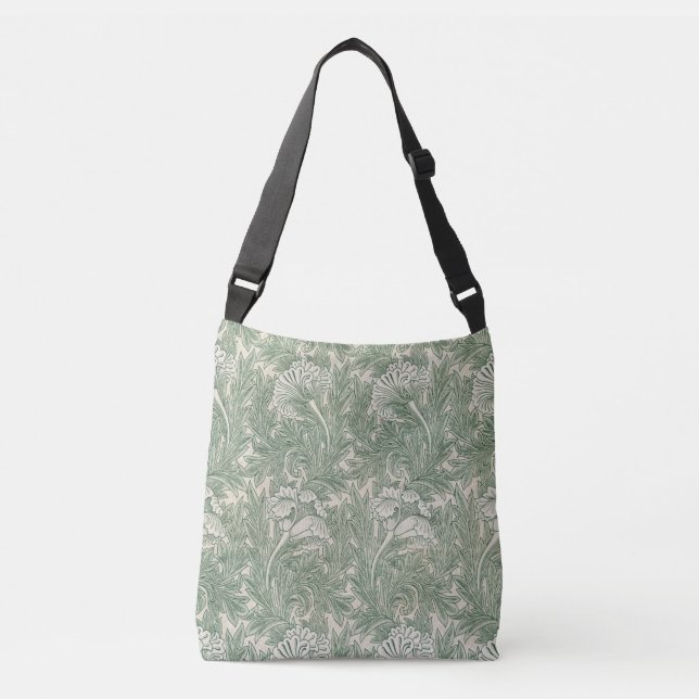 William Morris Tulpe Tapete grün Tragetaschen Mit Langen Trägern (Vorderseite)