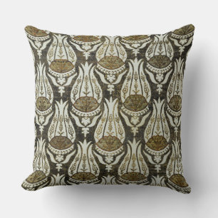 William Morris Tulpe und Gitter Blau Floral Kunst Kissen