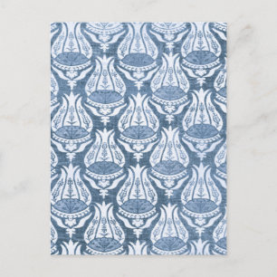 William Morris Tulpe und Gitter Blau Floral Kunst Postkarte