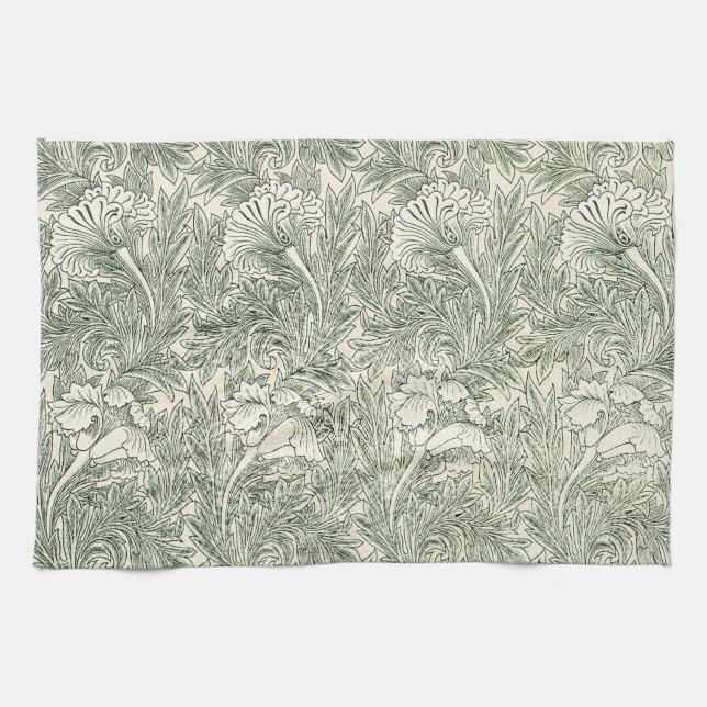 William Morris Tulpen-Wallpaper Classic Grün Geschirrtuch (Horizontal)