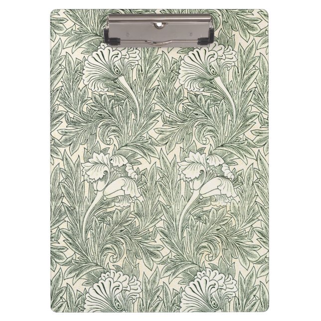 William Morris Tulpen-Wallpaper Classic Grün Klemmbrett (Vorderseite)