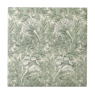 William Morris Tulpen-Wallpaper Klassisches Grün Fliese