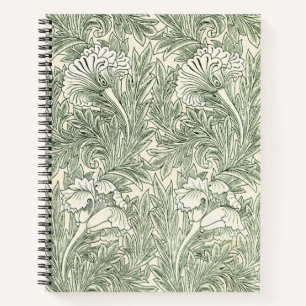 William Morris Tulpen-Wallpaper Klassisches Grün Notizbuch
