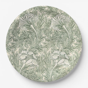 William Morris Tulpen-Wallpaper Klassisches Grün Pappteller