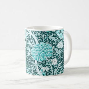William Morris Türkis Türkis-Blumenmuster Kaffeetasse