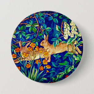 William Morris "Two Hares" Wild Rabbits Print Button