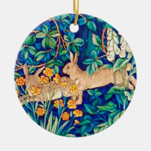 William Morris "Two Hares" Wild Rabbits Print Keramik Ornament