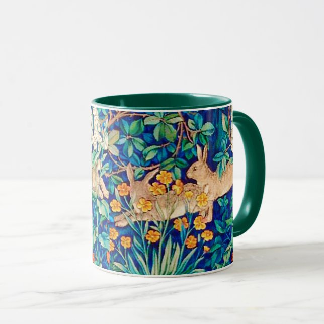 William Morris "Two Hares" Wild Rabbits Print Tasse (VorderseiteRechts)