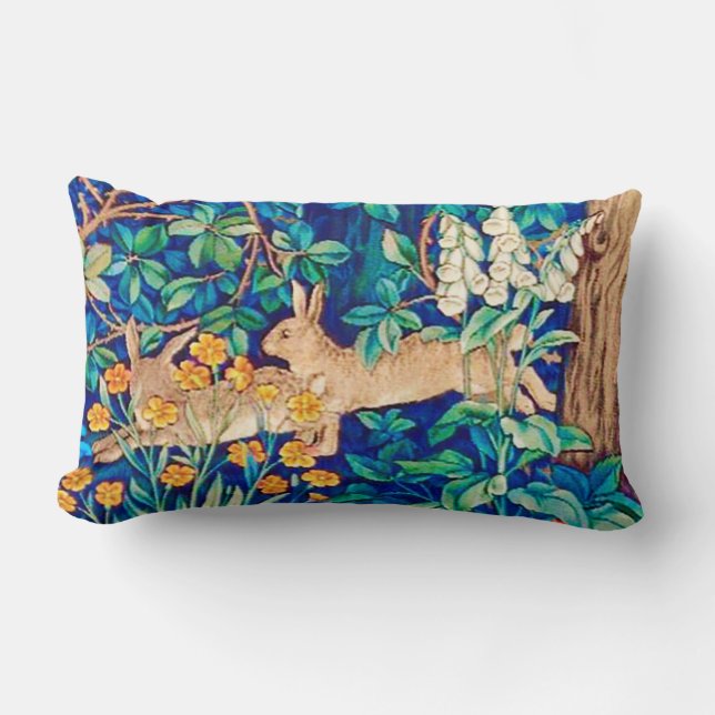 William Morris "Two Hares" - Wilde Rabbits Lendenkissen (Vorderseite)