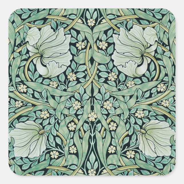 WILLIAM MORRIS UMSCHLAG AUFKLEBER: FLORAL QUADRATISCHER AUFKLEBER (Vorderseite)
