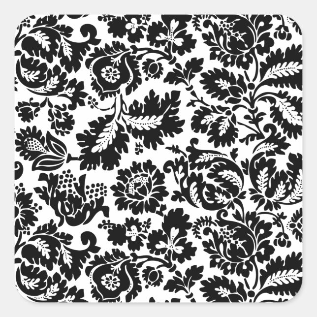William Morris Venezianisch Damask Brocade Quadratischer Aufkleber (Vorderseite)