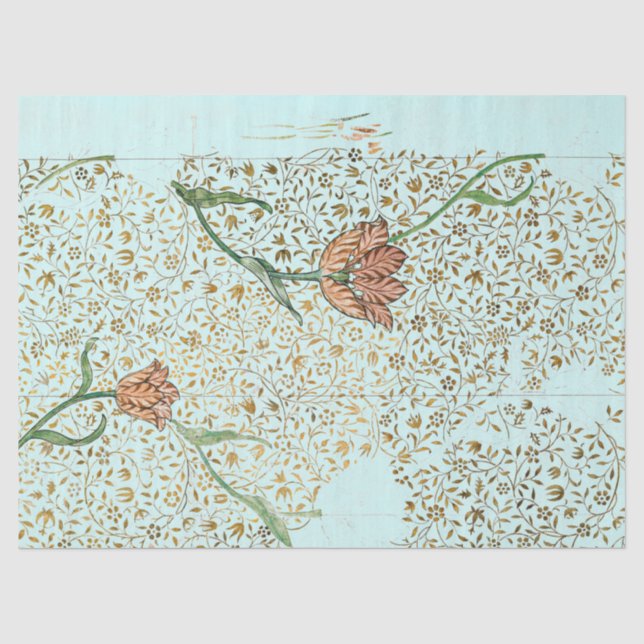 William Morris VINE und TULIP AQUA Tissue Paper Seidenpapier (Vorderseite)