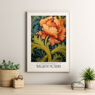 William Morris Vintag Antique Orange Blume Poster