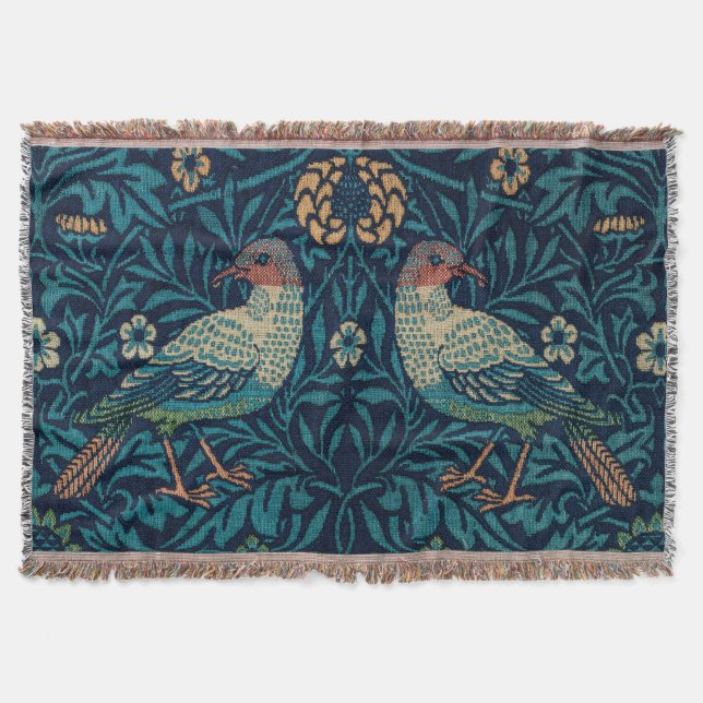William Morris Vintag Blue Birds Pattern Decke (Vorderseite)