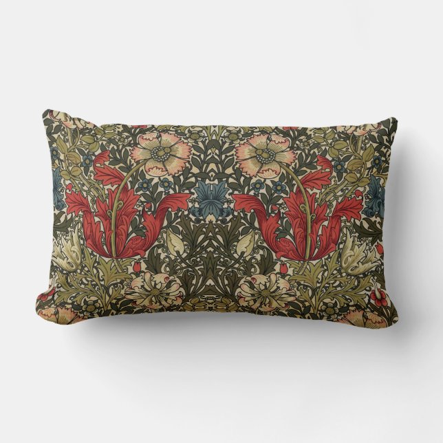 William Morris Vintag Elegantes Blumenmuster Lendenkissen (Vorderseite)