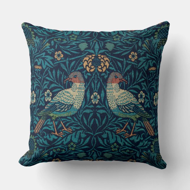 William Morris Vintag Floral Bird Kissen (Vorderseite)