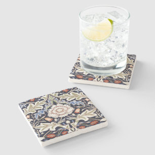 William Morris Vintag Floral Pattern Blume Blau Steinuntersetzer