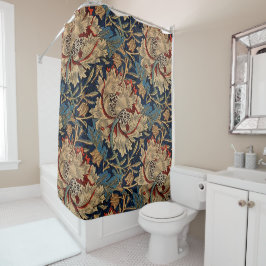 William Morris Vintag Floral Pattern Red Blue Duschvorhang