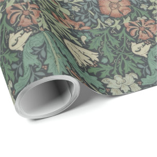 William Morris Vintag Floral Pink Green Complex   Geschenkpapier