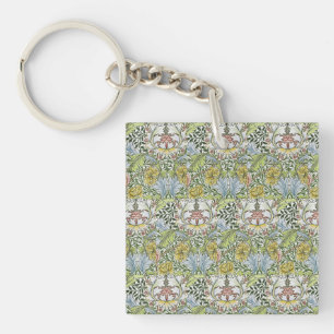 William Morris Vintag Floral Pink Green Myrtle Schlüsselanhänger