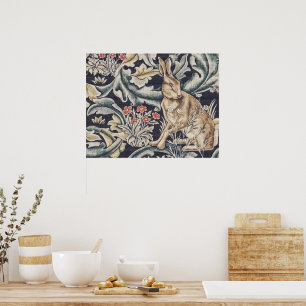William Morris Vintag Forest Rabbit Floral Poster