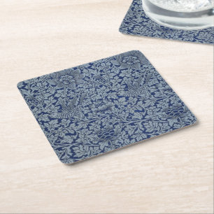 William Morris Vintag Pattern Bird und Anemone Rechteckiger Pappuntersetzer