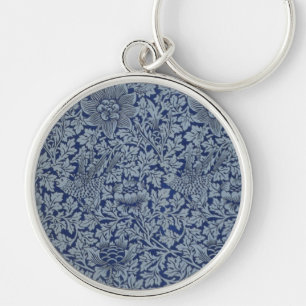 William Morris Vintag Pattern Bird und Anemone Schlüsselanhänger