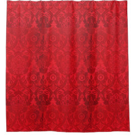 William Morris Vintag Red Stamps Velvet Pattern Duschvorhang