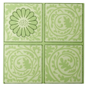 William Morris Vintag Square Green Floral Pattern Fliese