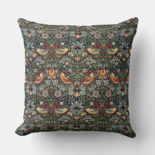 William Morris Vintag Strawberry Thief Birds Blue Kissen