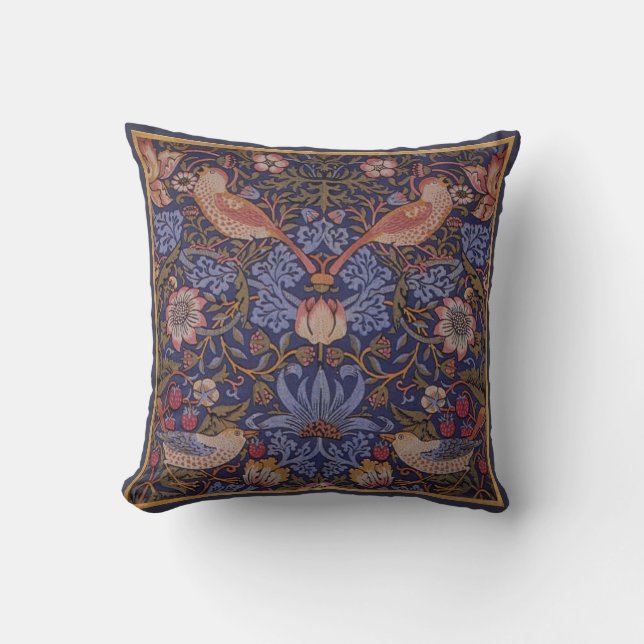 William Morris Vintag "Strawberry Thief" Kissen (Vorderseite)